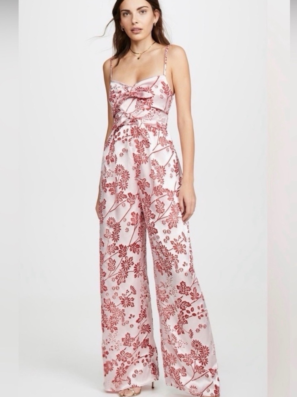 Nwot Likely Campbell Velvet Burnout Floral Wide Leg Jumpsuit Sz 8